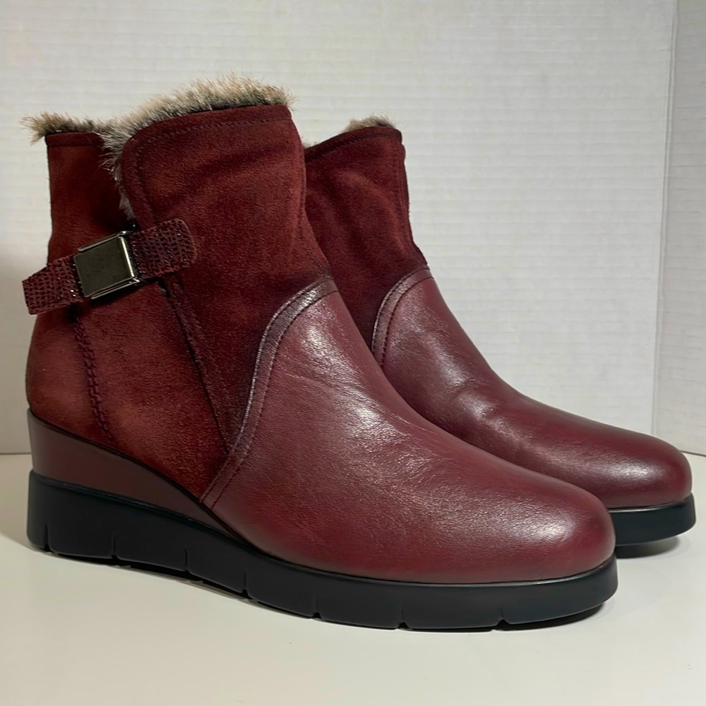 HISPANITAS ankle boot leather suede faux fur, size 38 NEW color-of-the-season